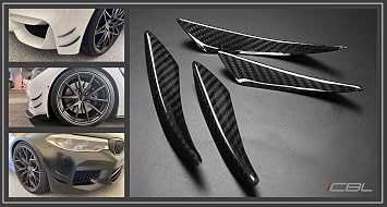 4PCS Real Carbon Fiber Car Front Bumper Canard Lip Splitter Fins Body Spoiler Kit Auto Bumper Stickers Decoration Accessories Compatible with BMW and Universal CF