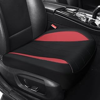 Car Seat Covers Full Set, Leather Car Seat Cushion, Breathable Materials, Suitable for Most Car SUV/Truck/Sedan/Automotive (Red + Black, Single-Piece)