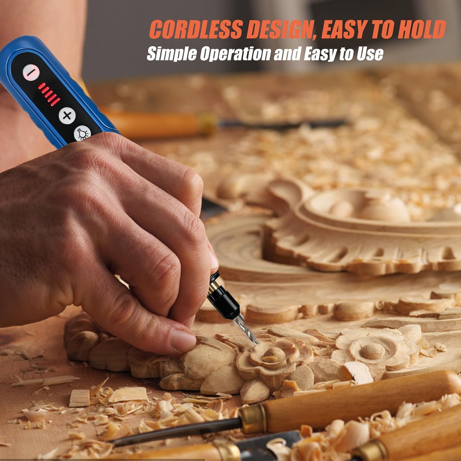 Mini Cordless Rotary Tool, 5-Speed Rotary Tool Kit with 72 Accessories, Multi-Purpose Sander Front Work Light Power Grinder for Sanding, Polishing, Drilling, Etching, Engraving, DIY Crafts