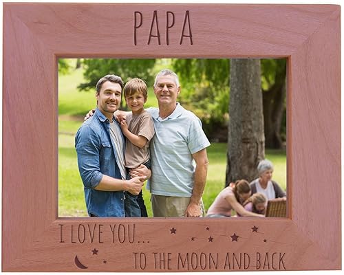 Miniatura 3 de CustomGiftsNow Papa I Love You Too The Moon and Back - Marco de fotos de madera para fotos de 5 x 7 pulgadas (vertical)