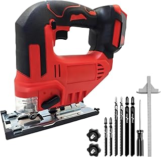 Cordless Jig Saw for Milwaukee Battery, Electric Jigsaw Cut Off Tool with 3 Orbital 45° Beveled Cuts Brushless Jig Saw with 6 Blade, LED Lights for Wood Metal PVC Straight/Curve/Circle Cutting