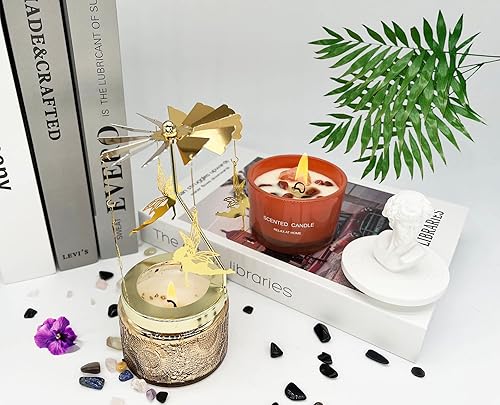 Miniatura 5 de Vela perfumada con velas de cristal curativo vela de soja de diciembre para meditación vela perfumada para mujeres paquete de 2 naranja y azul