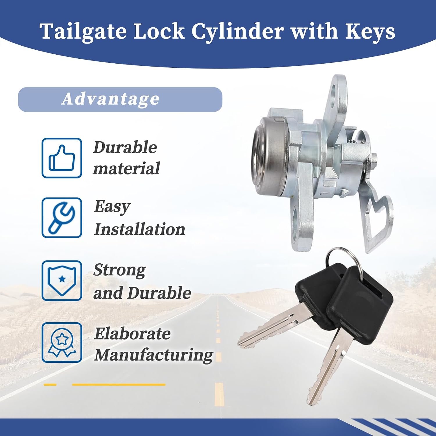 Tailgate Lock Cylinder with Keys Compatible with Nissan Frontier 2005-2021, Replace K3477-EA800 K3477-EA825 K3477-EA826