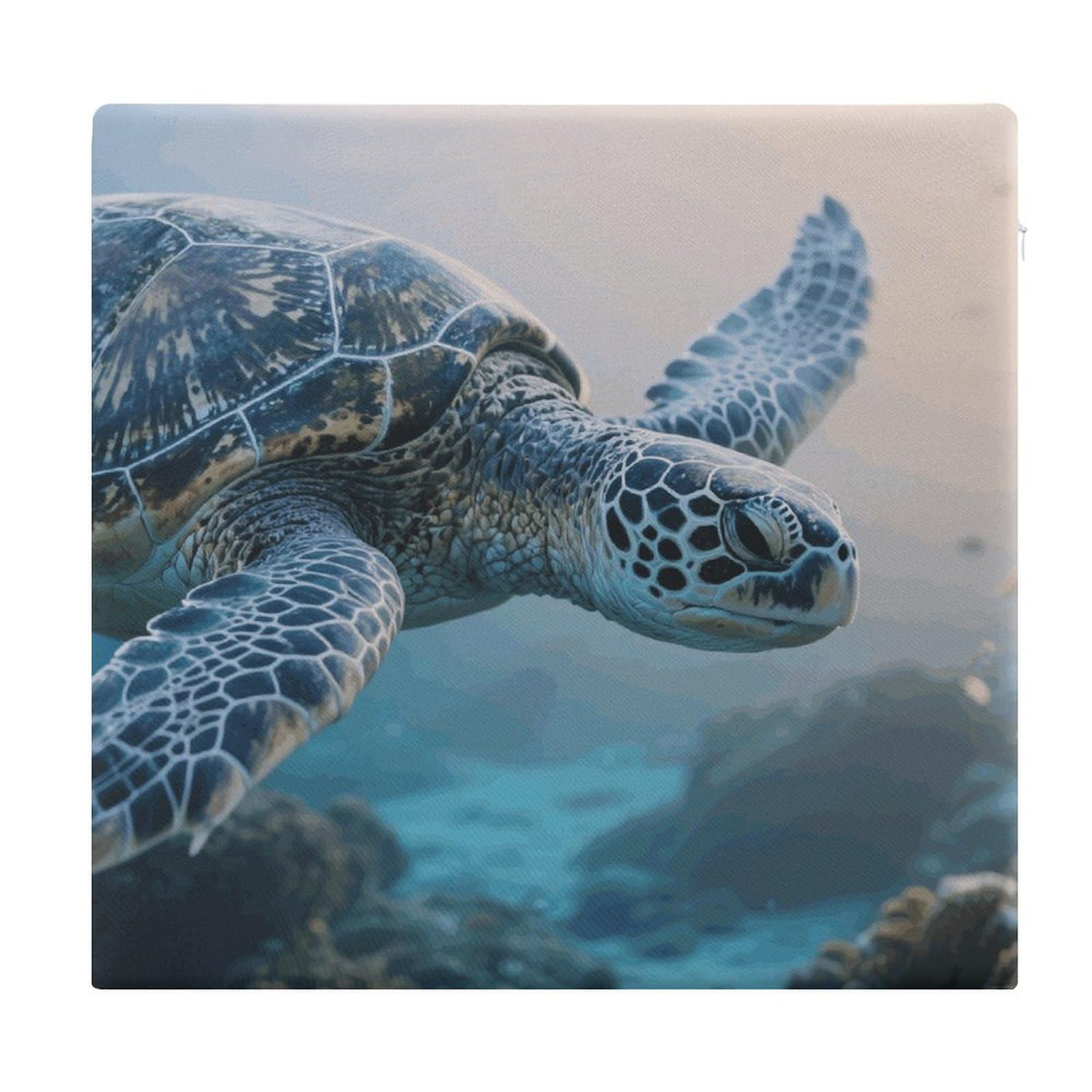 VstaDank Blue Sea Turtle Cushions Memory Dining Chairs Cushion Non Slip Car Seat Cushions Indoo Dining Room Square Chair Pads with Zipper and Removable Cover Cushion