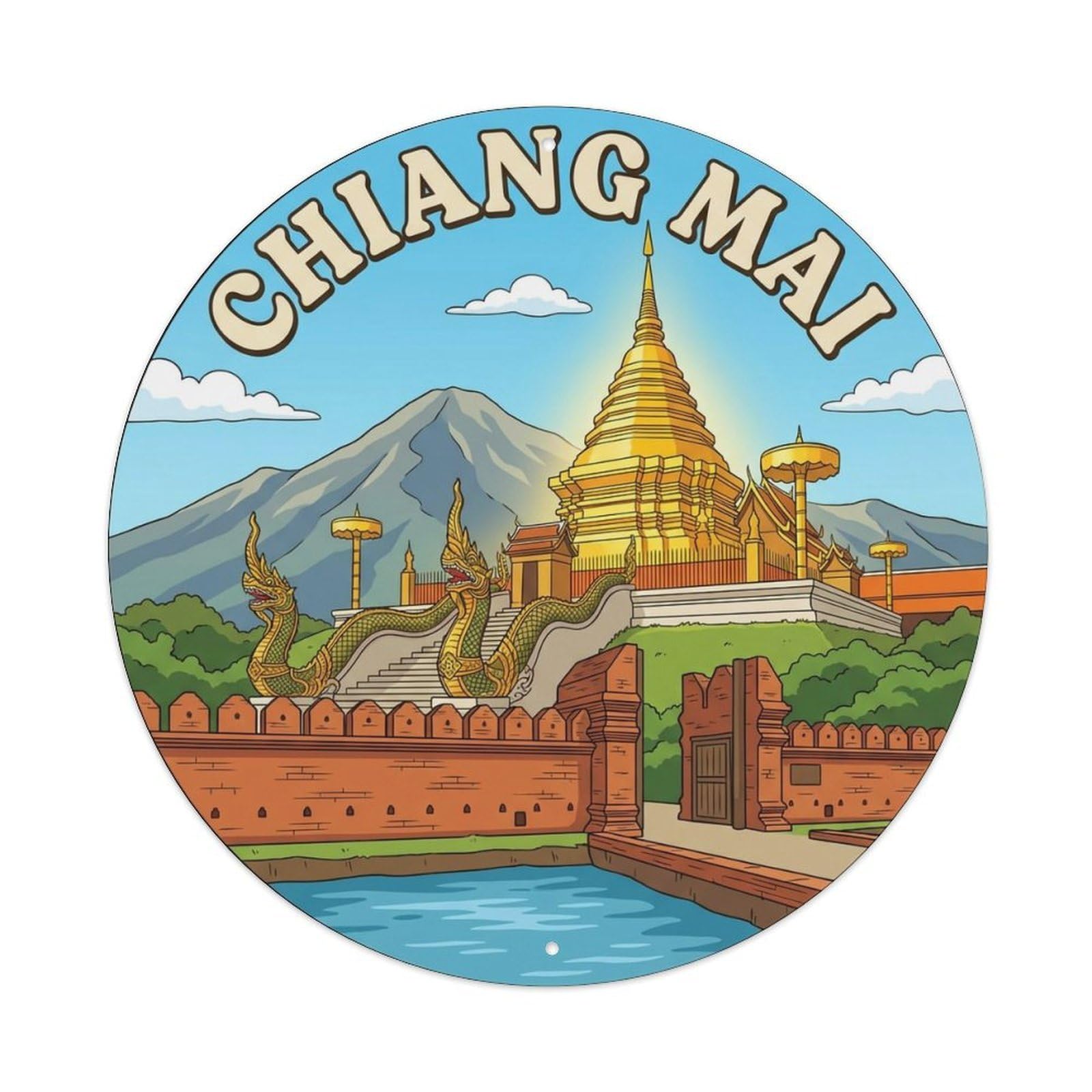 Retro Travel Thailand Chiang Mai Metal Tin Sign