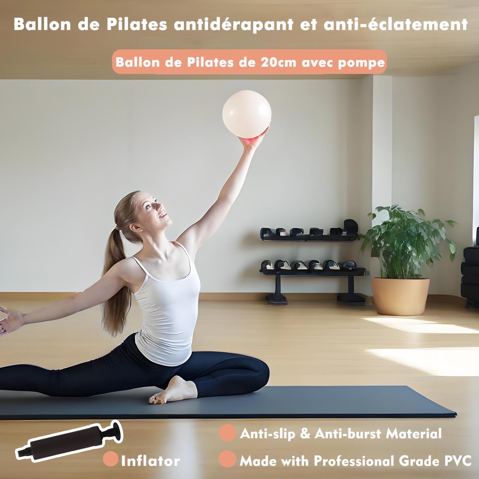 Kit de anillos de pilates, equipo de pilates para fitness en casa con círculo mágico de 13.5 pulgadas, pesas de muñeca y bandas de resistencia, ideal para principiantes, gran opción de regalo