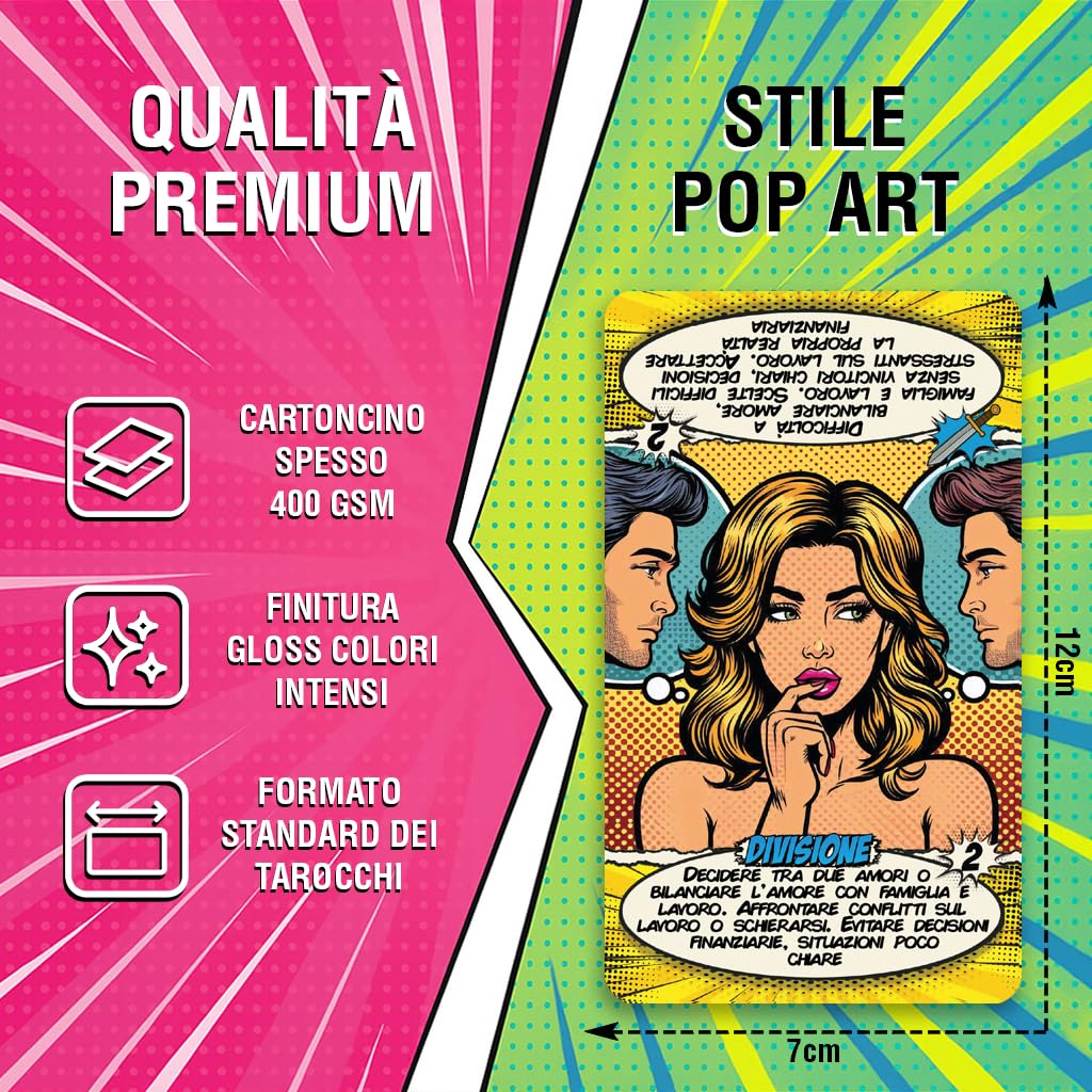 Pop Art Tarocchi – tarocchi carte italiano – tarocchi con significato scritto con manuale – per principianti e avanzati – scatola magnetica regalo – cartoncino spesso 400gsm (Italienisch)