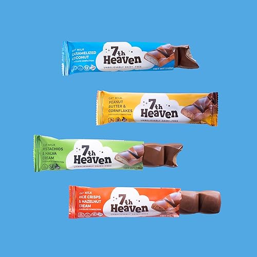 Miniatura 6 de 7th Heaven Barras veganas de chocolate con leche de avena, mantequilla de maní y copos de maíz, crema de pistacho y halva, patatas fritas de arroz y