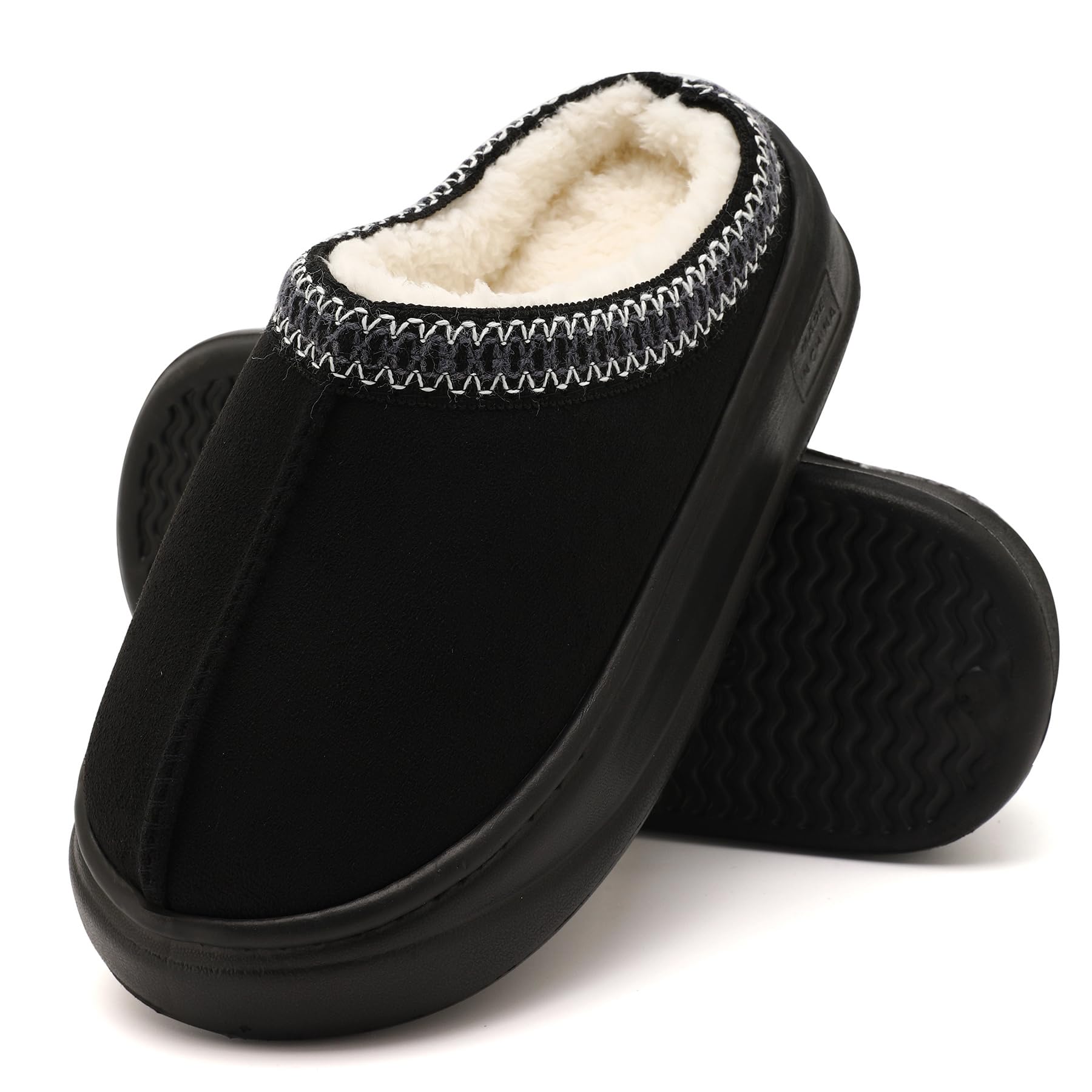 Yueerlu House Slippers for Woman Men, Womens slippers Platform EVA sole Warm Fuzzy Faux Fur Lined Suede Short Ankle Boots Memory Foam shoes for Women