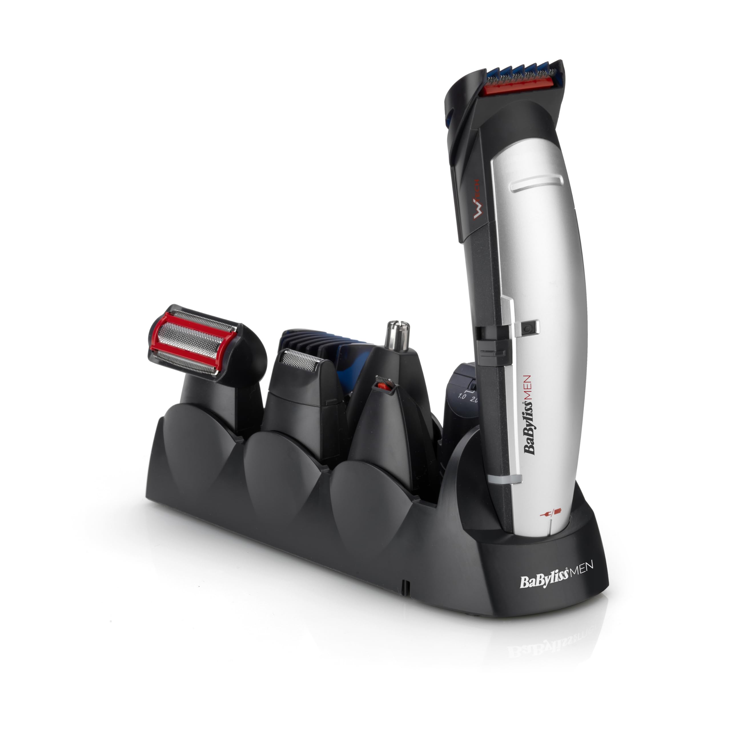 BaByliss X-10 Barttrimmer Grooming Kit für Männer - Vielseitig einsetzbar, W-Tech Klingen für Trimmen von Kopf-, Bart- und Körperhaar, Grau/Schwarz, E837E