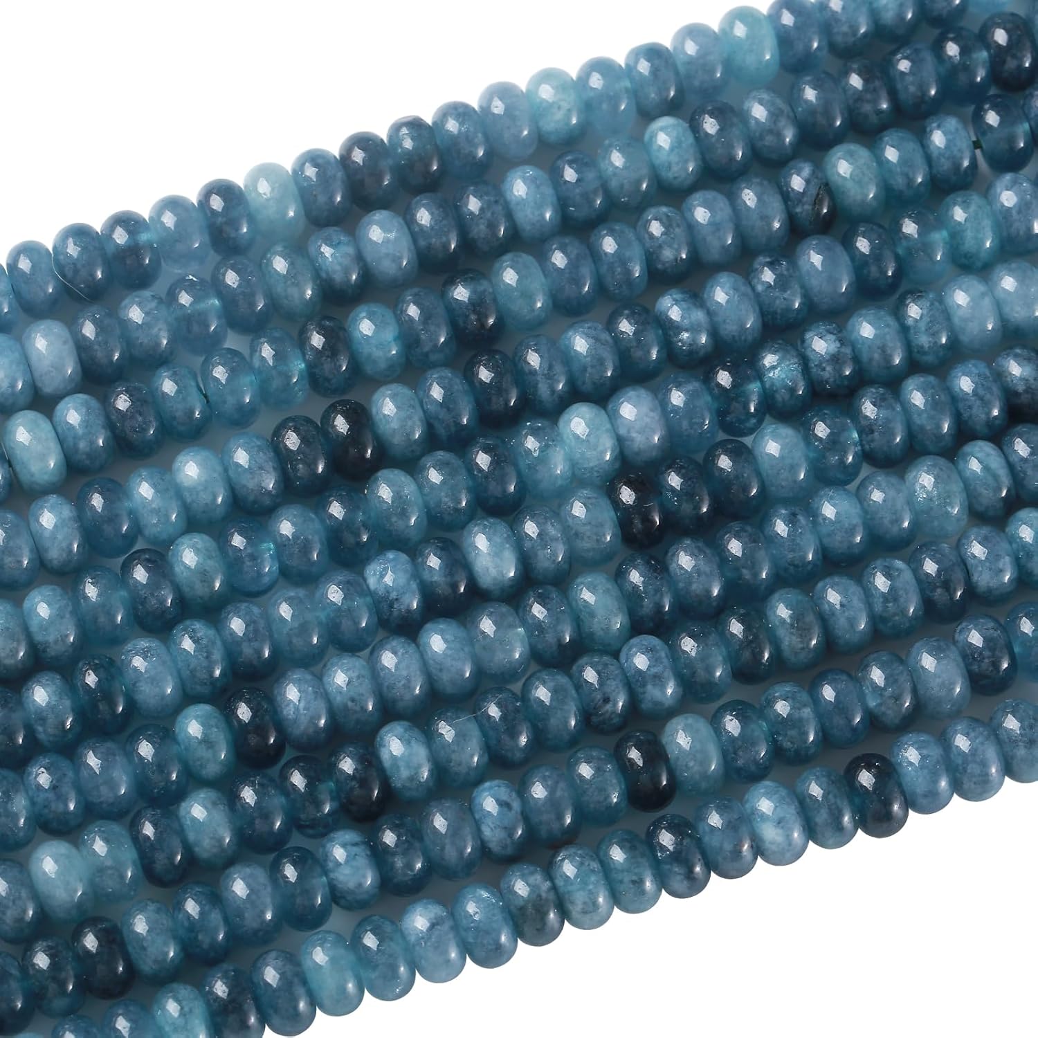 76pcs 5x8mm Natural Stone Apatite Rondelle Spacer Loose Beads Abacus Disk Stone Round Loose Gemstone Beads for Jewelry Making DIY Bracelet Necklace - Image 4