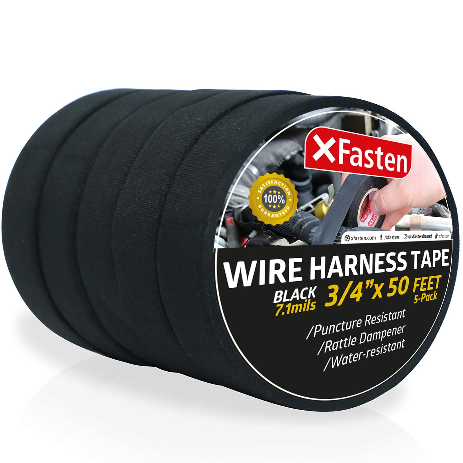 Buy XFasten Wire Harness Tape, 3/4Inch by 50Foot (5Pack), High Temp