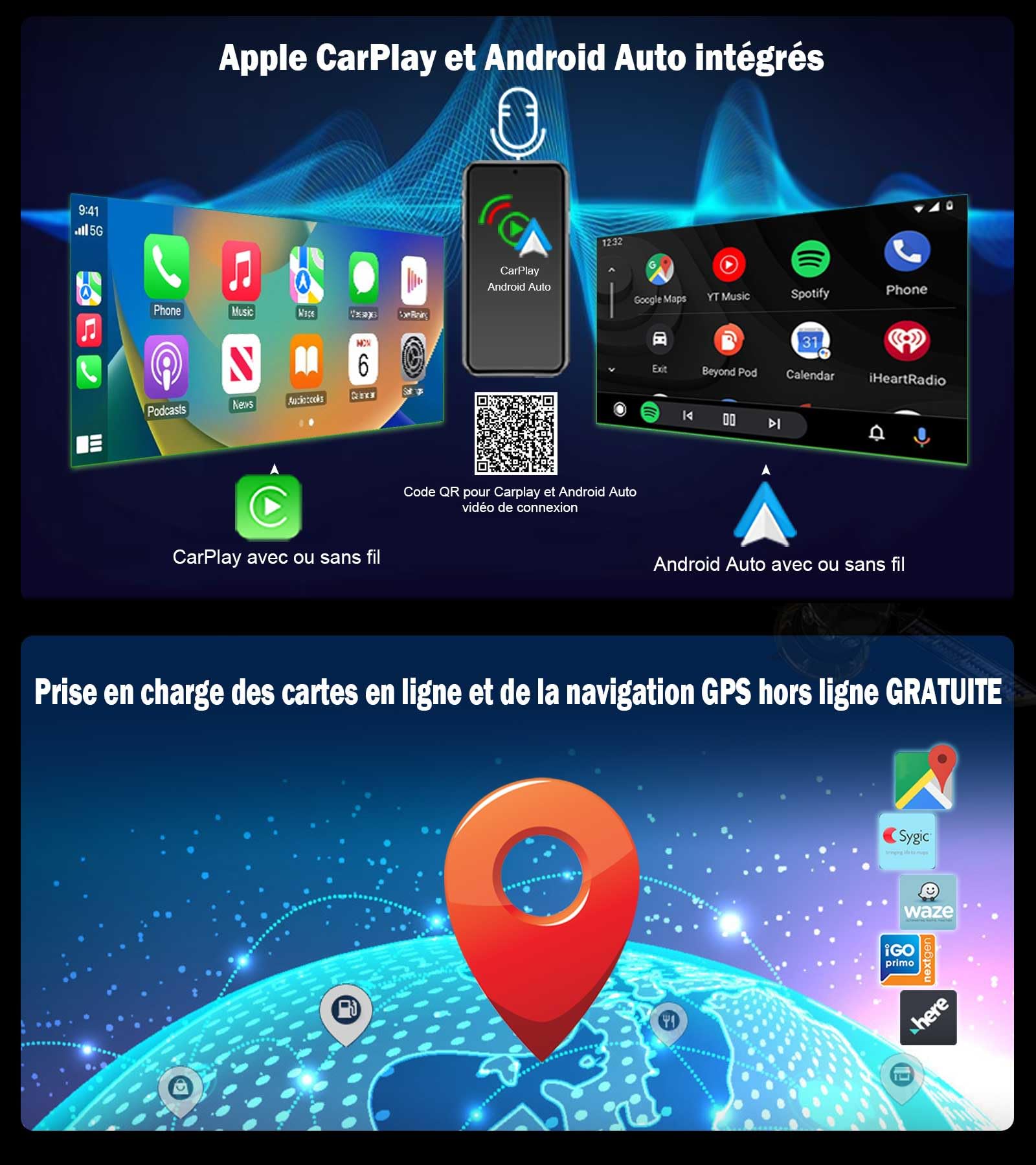 10.25" Android 16 Snapdragon 8 Core Autoradio GPS Navigateur pour Mercedes-Benz GLK-Class X204 système NTG 4.0, GPS Navigateur Wireless Carplay IPS Écran Tactile WiFi 4G LTE Dab+ DVR Bluetooth 5.0