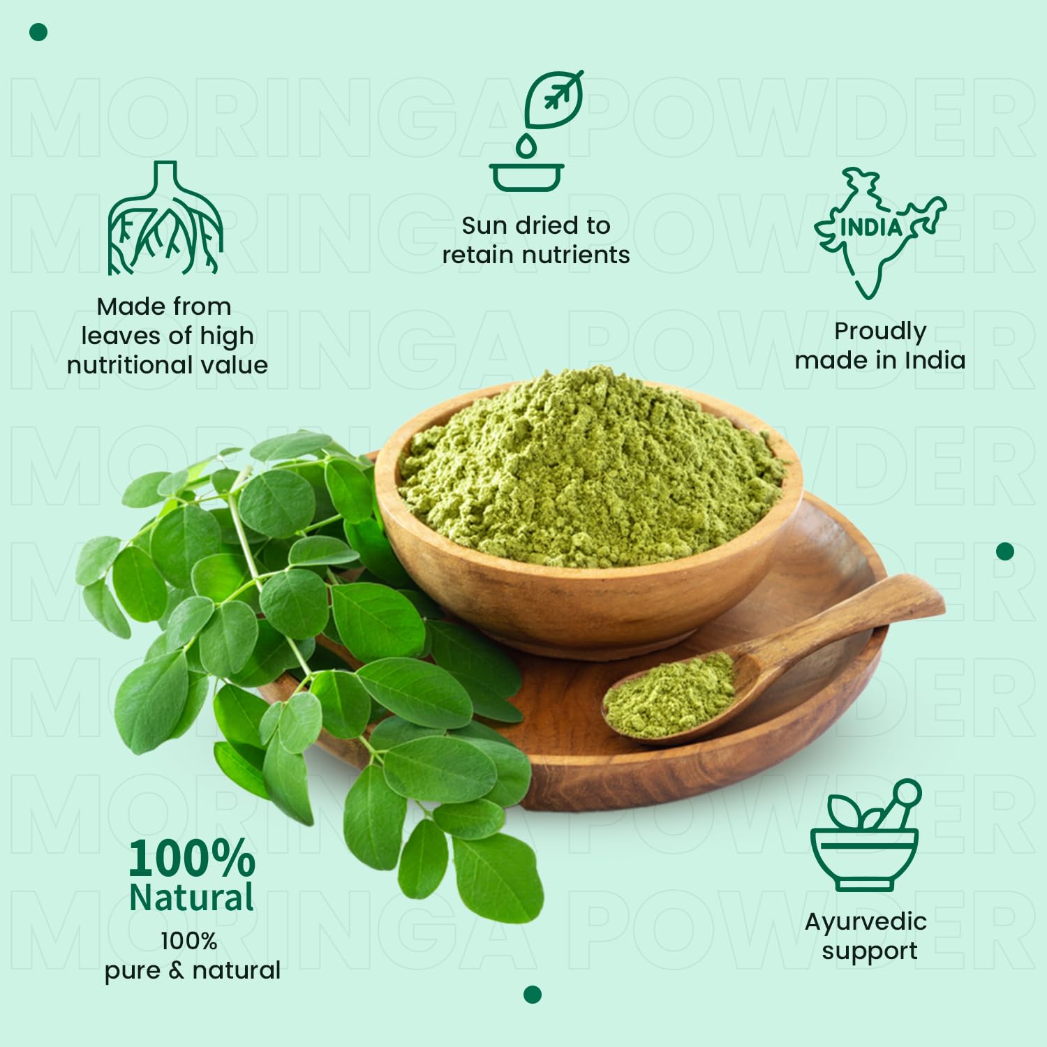 Neuherbs Moringa Leaf Powder 200g | Drumstick Leaf Powder for Energy, Immunity & Digestion Support | Rich in Fiber, Iron, Vitamins A & C | 100% Pure Herbal Superfood 2