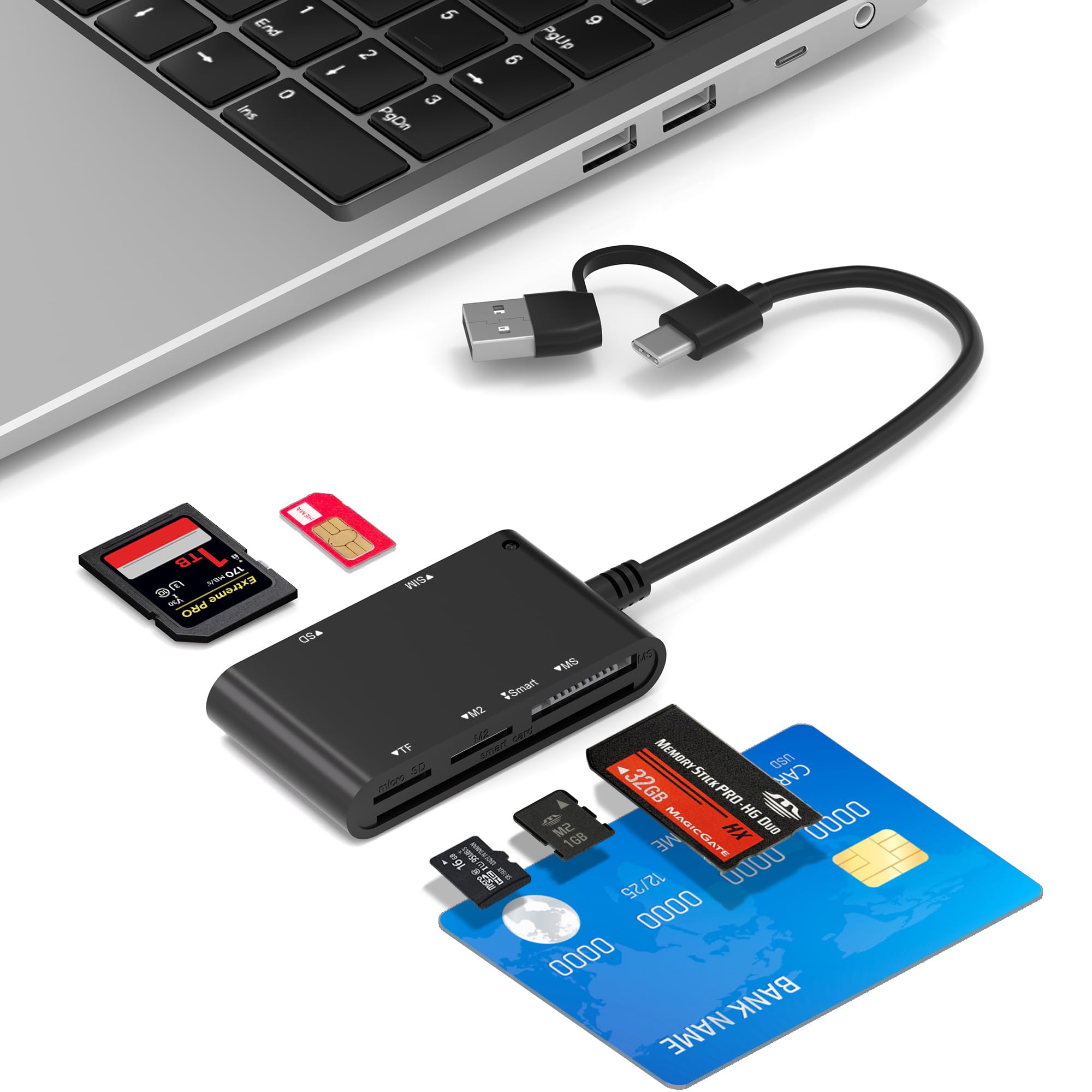 Amazon.com: 7 in 2 SIM Card Reader for Military CAC, SIM, SD/TF/MS
