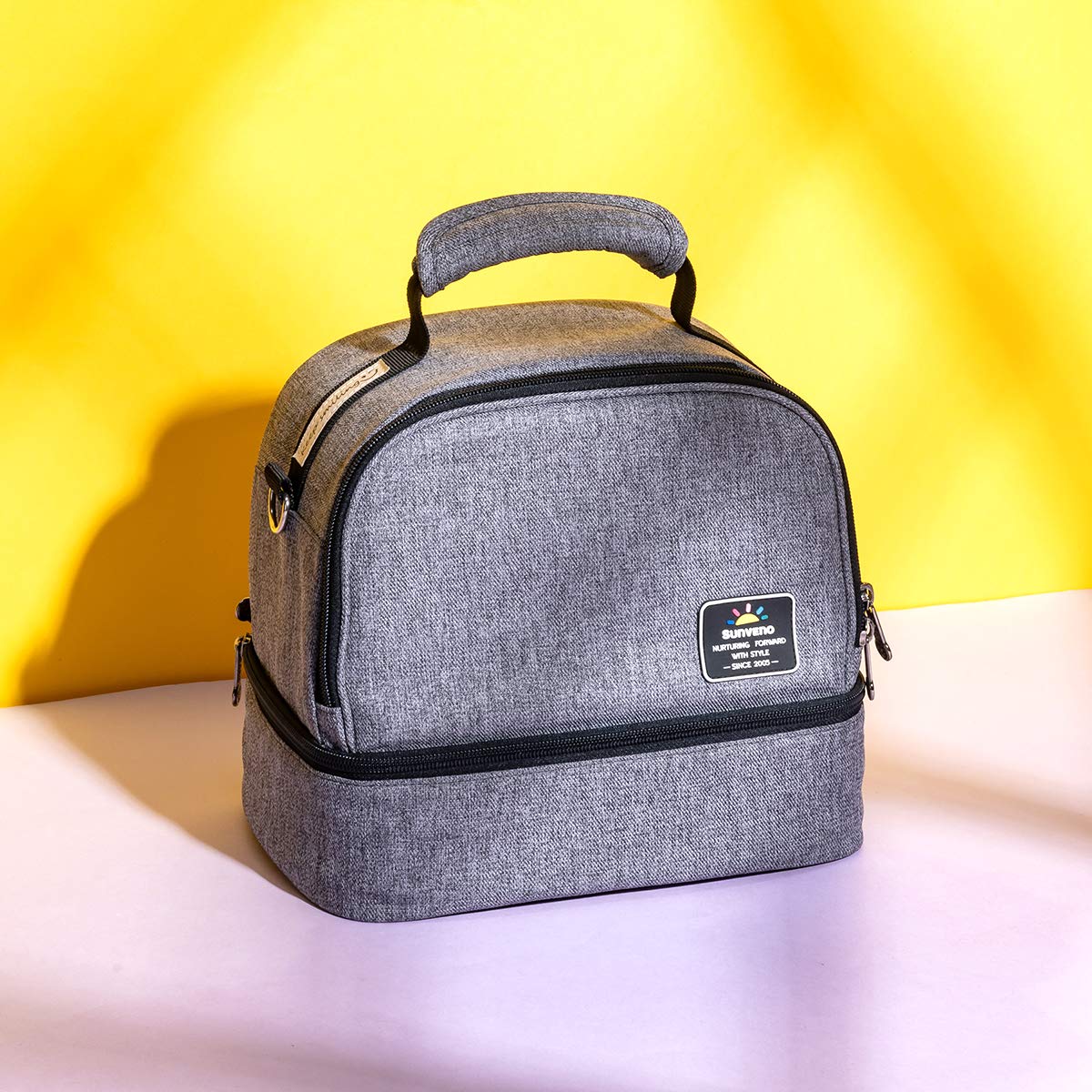 SUNVENO Lunch Bag Tote Bag Lunch Bag for Women (Grey)