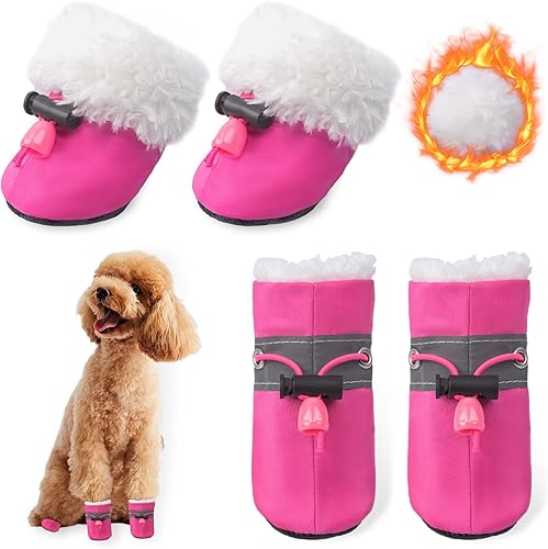 Miniatura 1 de BZAALOD Botas de nieve para perros, zapatos protectores de patas para perros pequeños y medianos, botas de invierno con suela de goma antideslizante