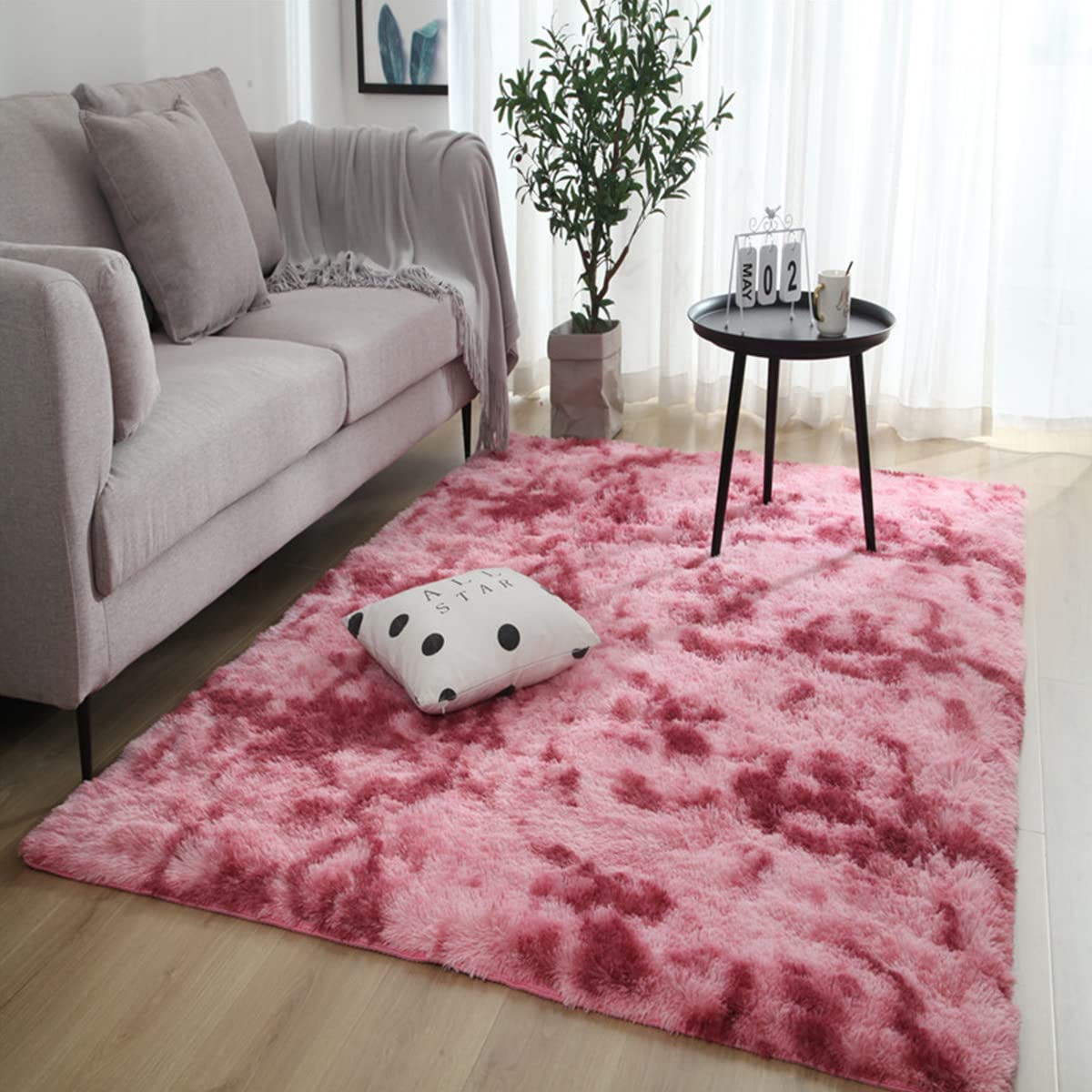 Tappeto morbido e soffice, super accogliente in peluche Shaggy per soggiorno, camera da letto, decorazione della casa, tappeto sfocato per bambini e ragazze, dormitorio (rosso scuro) 200,7 x 299,7 cm