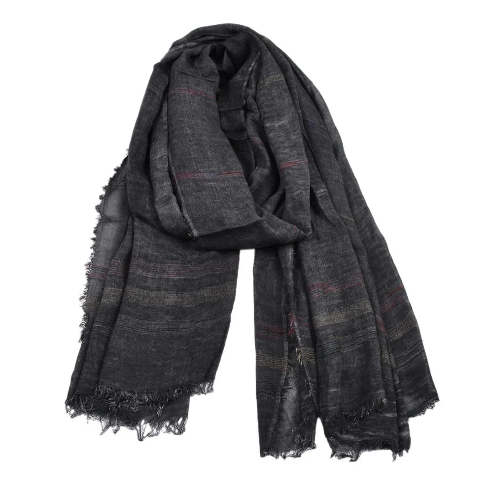 Sciarpa Scialle Invernale Sciarpe Sciarpa Invernale da Uomo Europea E Americana in Cotone E Lino Tinto in Filo A Righe, Sciarpe da Uomo con Nappe, Scialle Lungo, Accessori Maschili