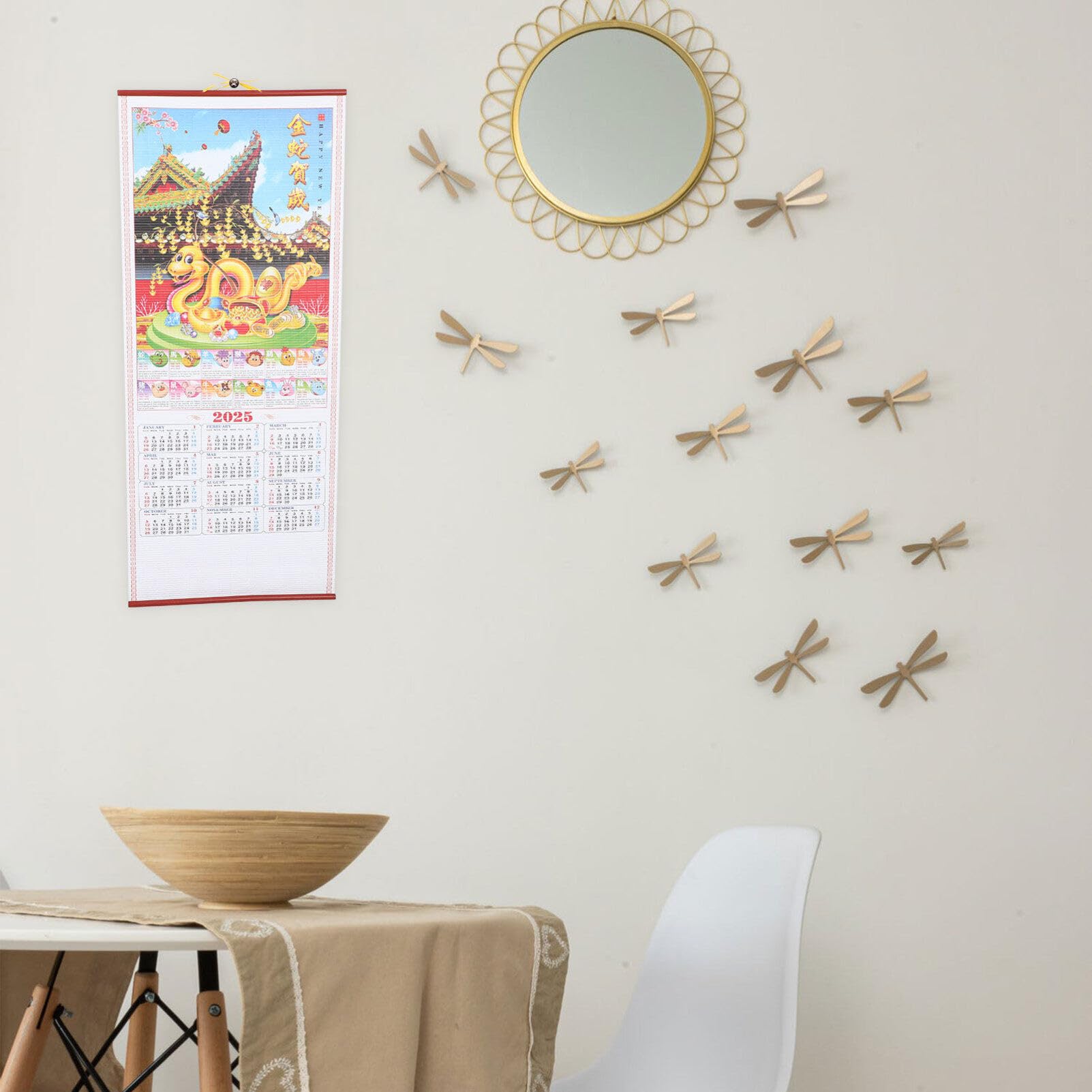 Calendrier Mural Chinois 2025 Année Du Serpent - Vintage Lunaire Suspendu Agenda Planificateur