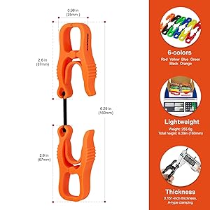 BOZZYS Glove Clips for Work 6-Pack | Z-Shaped Clips for Tool Belts & Hard Hats | Construction Gloves Anti-drop Keeper