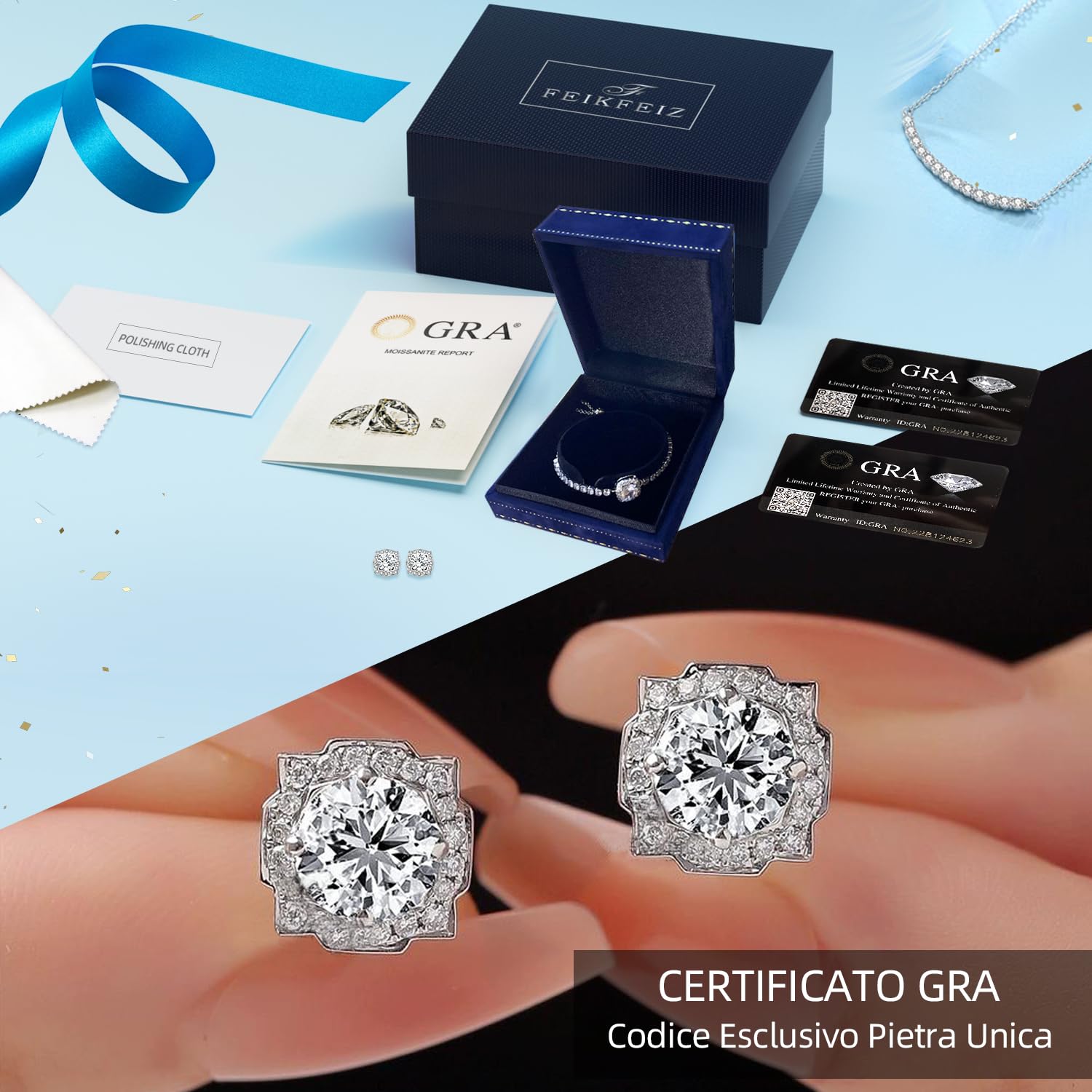 Orecchini in moissanite per donna, diamante in moissanite da 1 CT, coltivato in laboratorio, in argento 925 placcato in oro bianco 18K, orecchini in argento, regalo di gioielli.