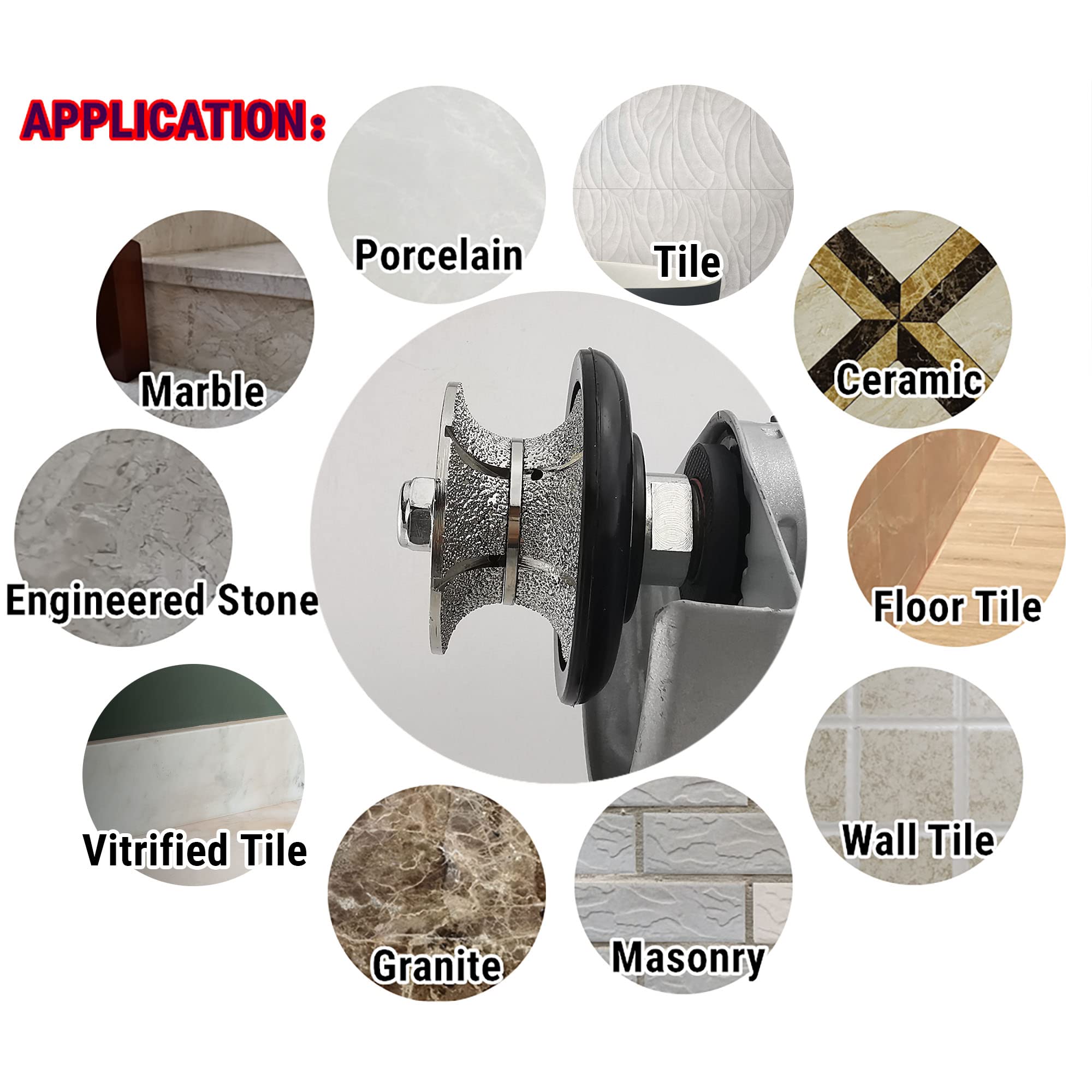 NBB Diamentowy profil koła, frez diamentowy, wiertło do profilowania porcelany płytki ceramiczne granit marmur kamień, łatwy w użyciu w szlifierce kątowej (V Full-Bullnose V30)