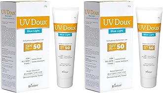 UV Doux Blue Light Tinted Sunscreen Gel SPF 50 PA+++ | UVA/UVB & Blue Light Protection | Matte Finish | Water & Sweat Resistant | Benzene-Free | For Oily, Acne & Sensitive Skin | 50 g (Pack of 2)