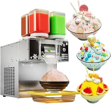 Automatic Electric Ice Crush Machine,Snow Cone Shaver, Snowflake Ice Machine, 4-Buckets Ice Snow Flex Making Machine,for Home, Restaurant, Milktea Shops,120KG/24H-750W