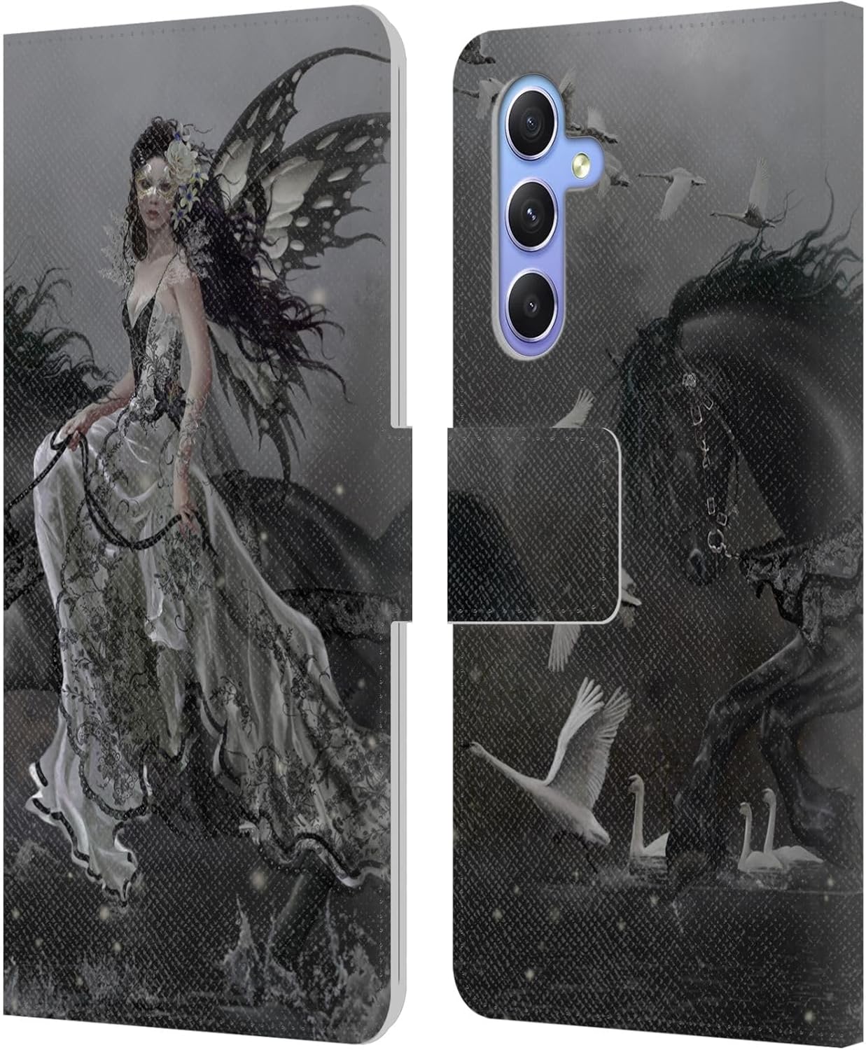 Head Case Designs Officially Licensed Nene Thomas Fairy On Horse with Swans Gothic Leather Wallet Case Compatible with Samsung Galaxy A34 5G