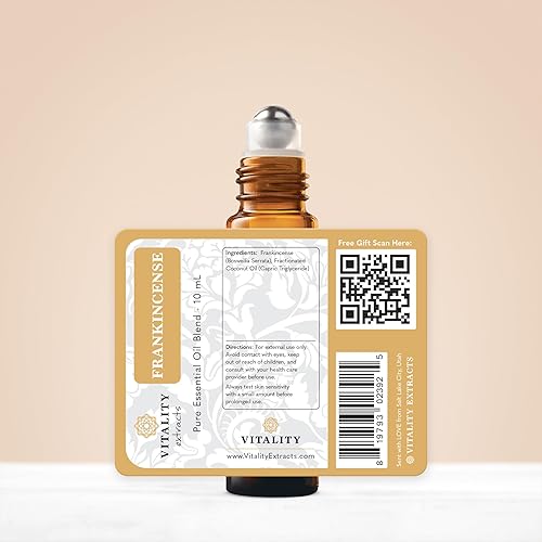 Miniatura 6 de Vitality Extracts Aceite esencial de incienso, 0.3 fl oz, roll-on Boswellia Serrata, aromaterapia, cuidado de la piel, calma natural, alivio del