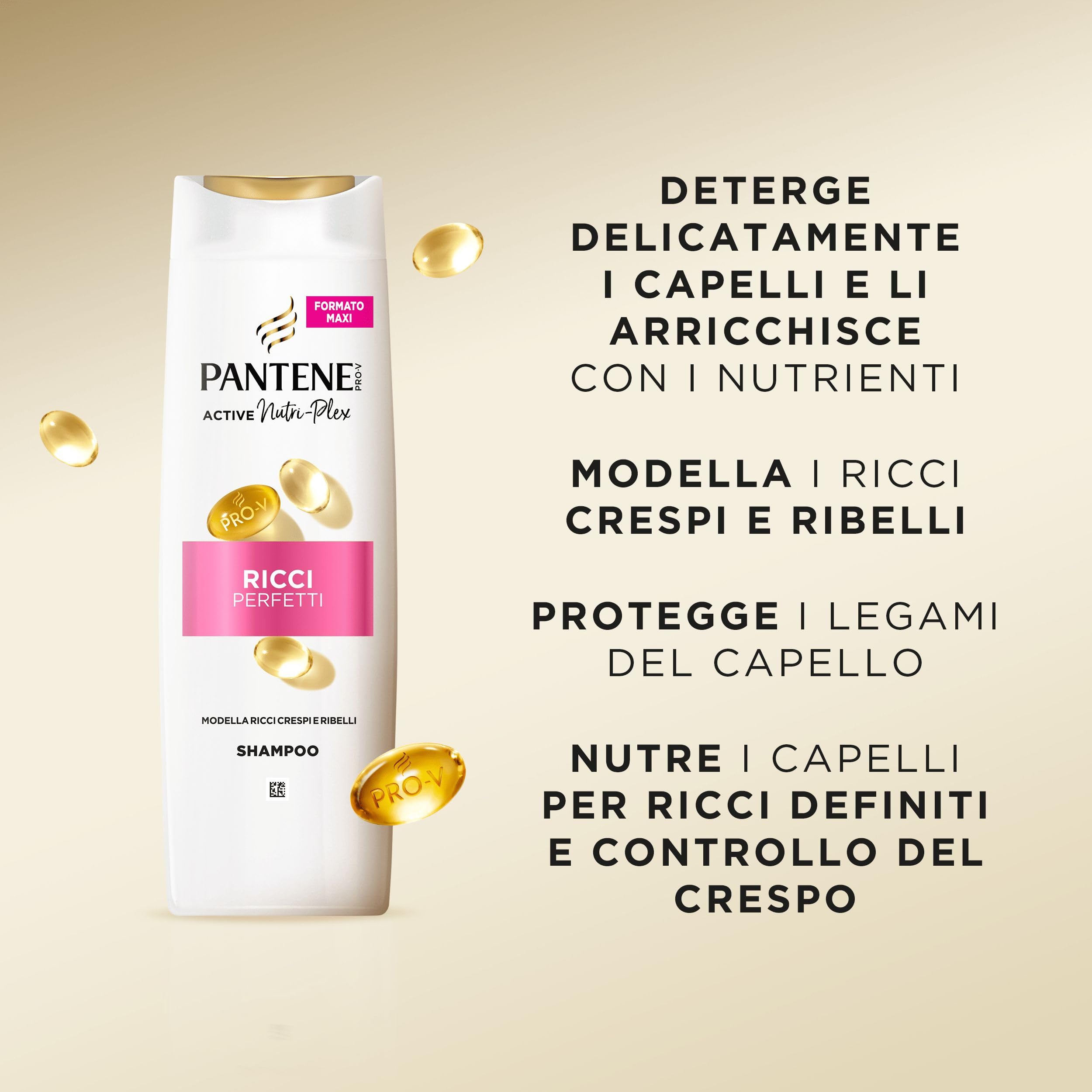 Pantene Pro-V Ricci Perfetti, Set Regalo Capelli Ricci: 1x Shampoo 250ml, 1x Balsamo 200ml, 1x Maschera Protezione Cheratina 300ml, 1x Crema Styling 235m