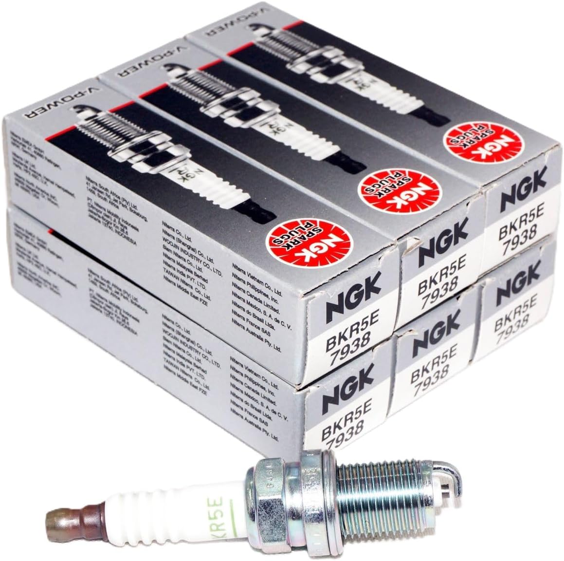 NGK Spark Plug BKR5E 5938(7938) Pack of 6