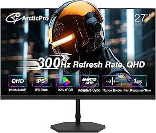 ArcticPro 27 inch Gaming Monitor 280Hz, QHD 2K, IPS Panel, 0.5ms Response Time, Adaptive sync, PC Computer Monitor, 3-Sided Frameless, Ultra Slim, 100% sRGB, Bluelight Filter, DP*2, HDMI*2
