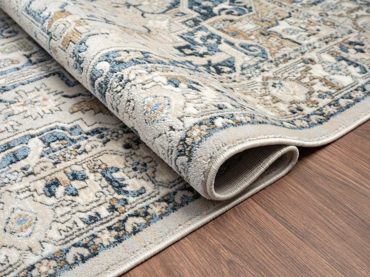 Abani Savoy Collection Area Rug - Blue and Green Vintage Design - 5'3"' x 7'6" - Easy to Clean - Durable for Kids and Pets - Non-Shedding - Medium Pile - Soft Feel - for Living Room, Bedroom & Office