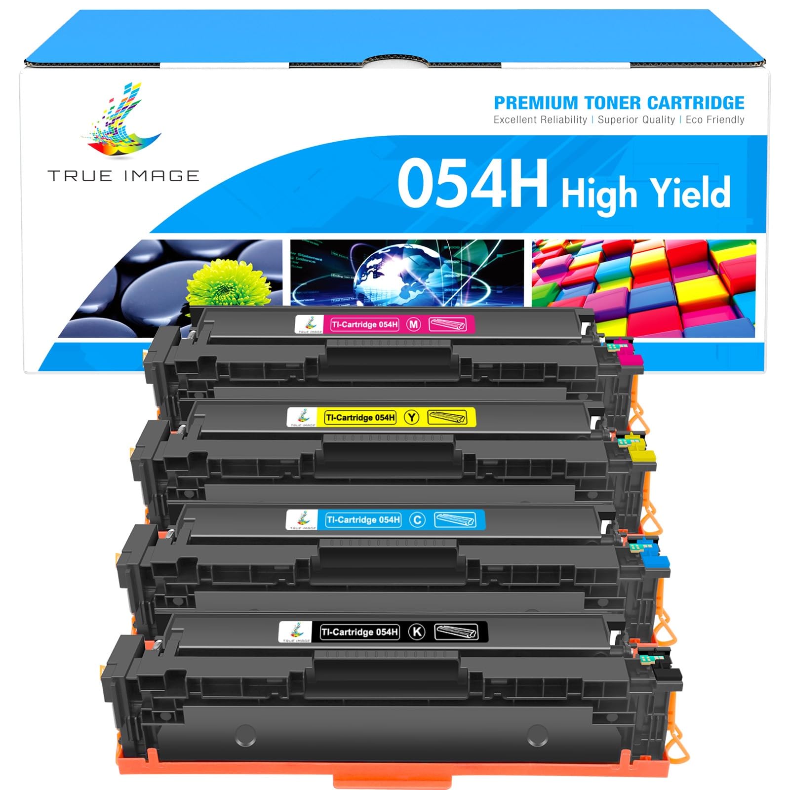 True Image Lot de 4 Cartouches de Toner de Rechange 054 054H pour imprimante Canon Color ImageCLASS MF644Cdw MF642Cdw LBP622Cdw