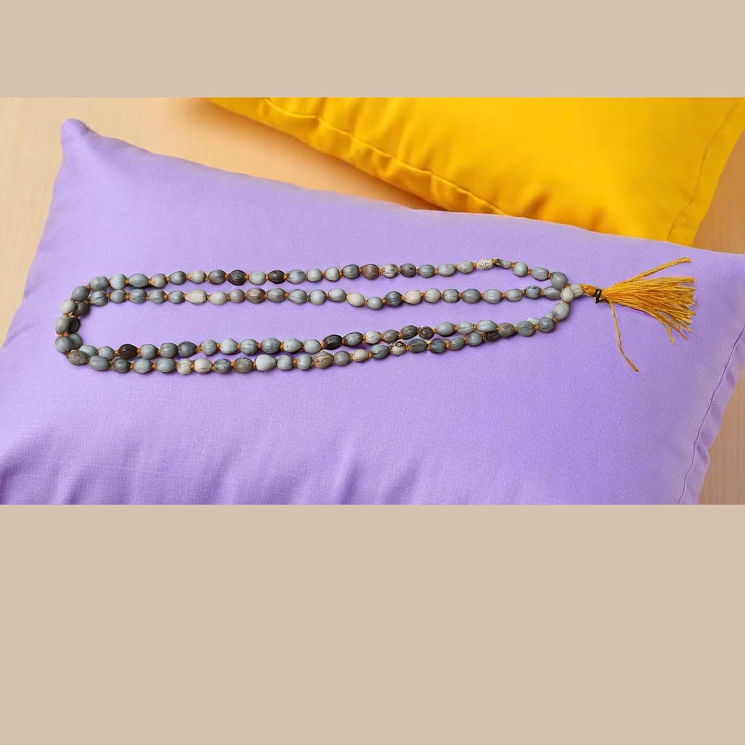 Vaijayanti Mala 108+1 Beads for Japa, Puja & Meditation | Sacred Rosary of Lord Vishnu & Krishna | Handmade Spiritual Jap Mala Necklace for Prayer, Temple & Devotional Rituals | Tulsi Look Bead Rosary - Image 3