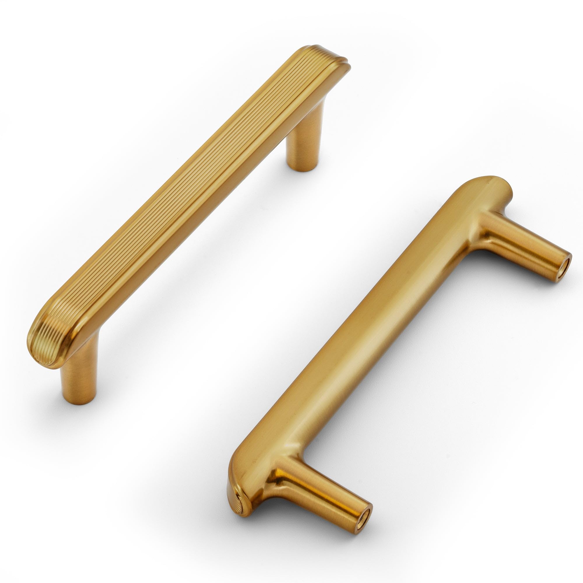 HESTIA HARDWARE 10 Pack Gold Cabinet Handles 3.75 Inch (96 mm) - Simply Modern Knurled Kitchen Cabinet Handles and Dresser Pulls (Z13.96mm.10.L)