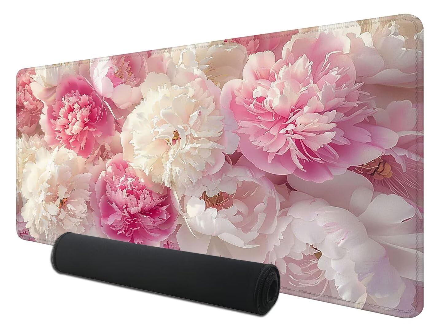 Podkładka pod mysz, 120 x 60 cm, różowa podkładka pod mysz na biurko, podkładka pod mysz XXL, ochraniacz na biurko z antypoślizgową podstawą, wodoodporna powierzchnia, zapobiega strzępieniu się
