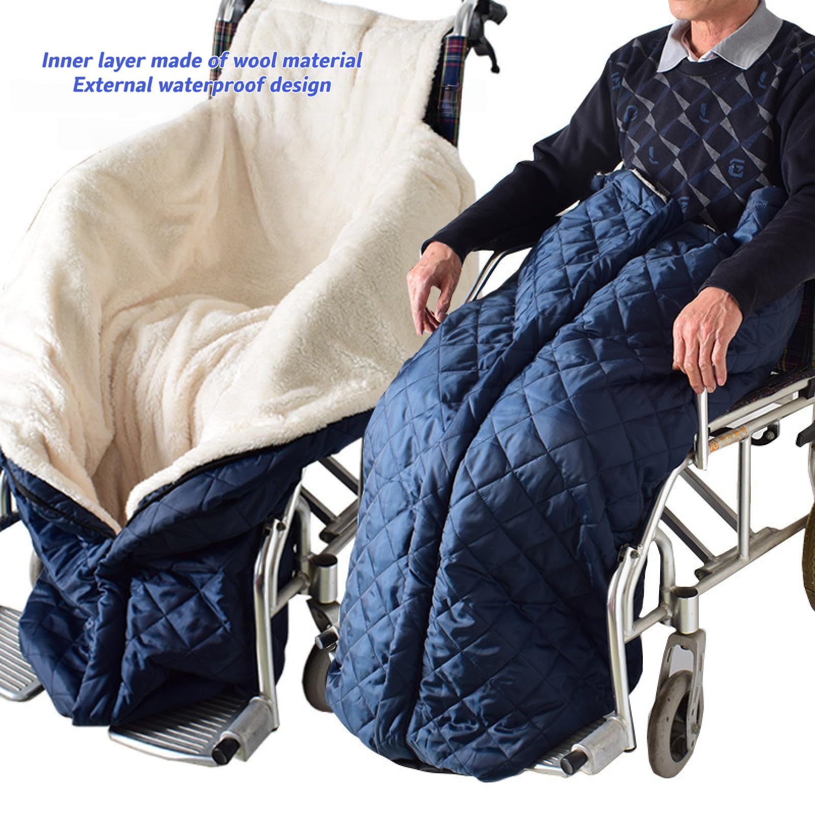 Manta De Invierno para Silla De Ruedas, Saco CáLido para Silla De Ruedas, Funda TéRmica con Forro Polar, Bolsa Cortavientos para Silla De Ruedas