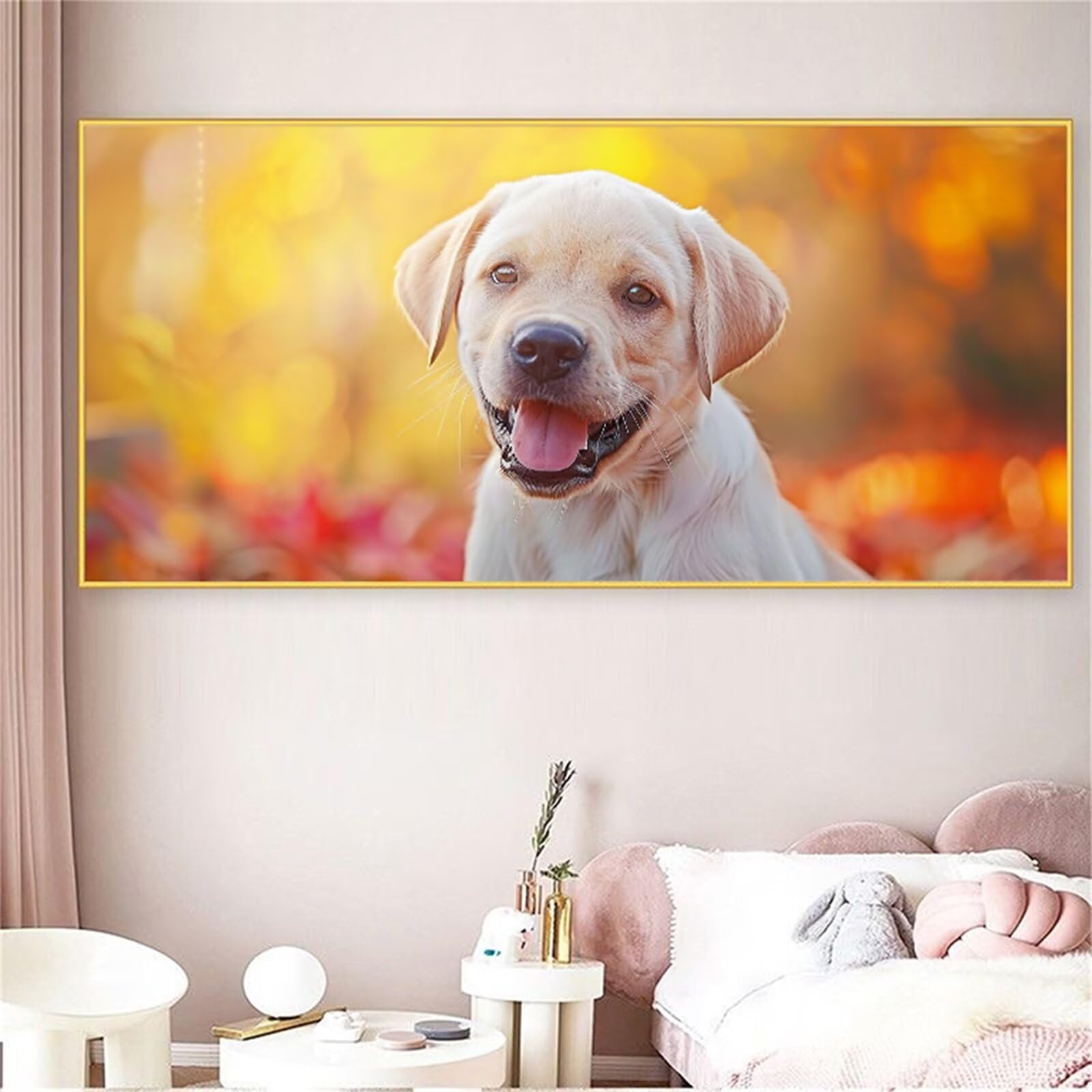 Malowanie według numerów dorosłych 60 x 120 cm malowanie zwierzętami według numerów dorosłych dzieci, DIY pies malarstwo akrylowe farbami i pędzlami do dekoracji świątecznych jesiennych domu, prezent
