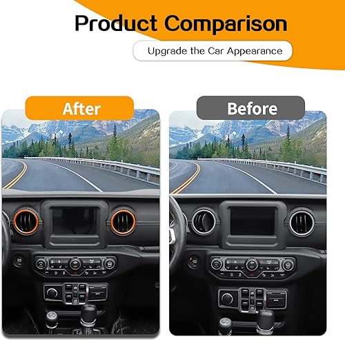 Miniatura 9 de Hoolcar Cubierta de anillo de ventilación de aire acondicionado para salpicadero, accesorios interiores de aleación de aluminio, compatible con Jeep