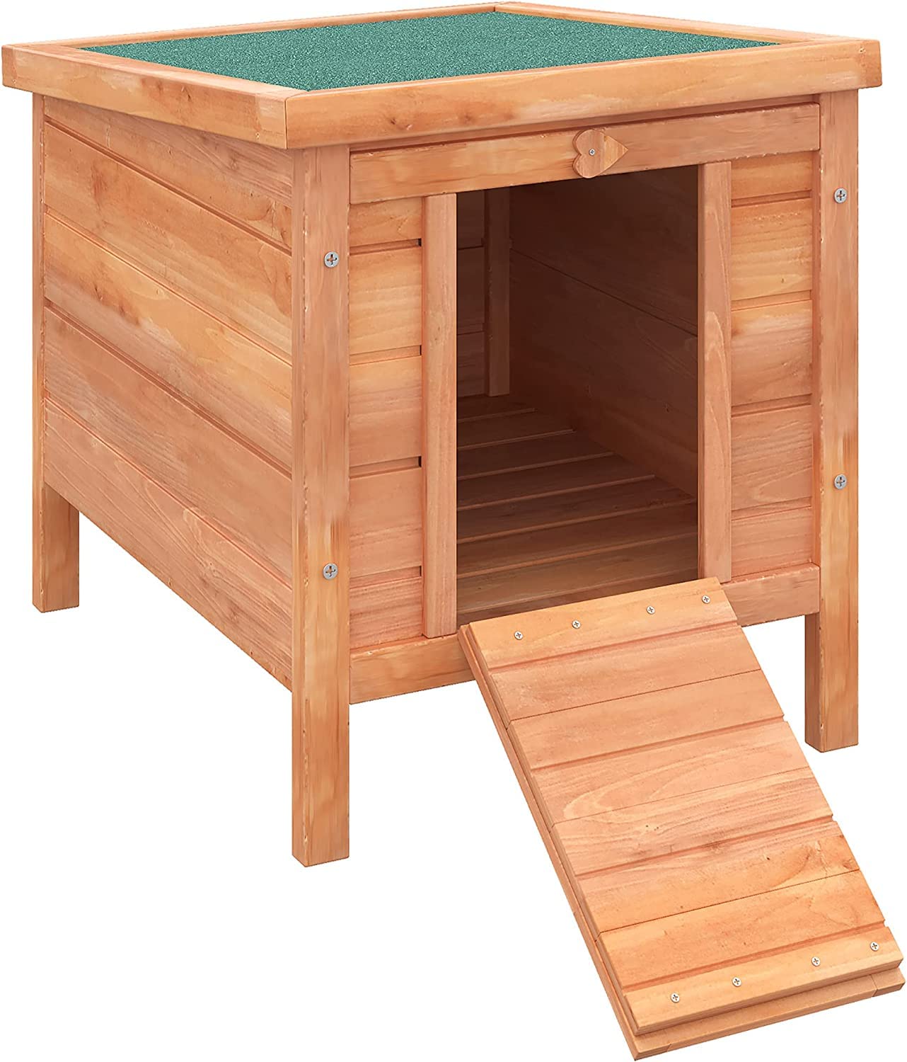 Conejera Madera de Exterior Jaula para Conejo Cobaya Casa para Animal Pequeño 51x42x43cm Caseta Woody (Caseta)