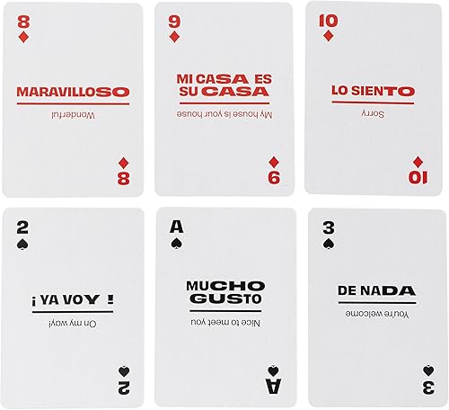 Miniatura 4 de Spanish Lingo Playing Cards | Tarjetas de viaje | Aprende vocabulario español de una manera divertida y fácil | 52 traducciones esenciales