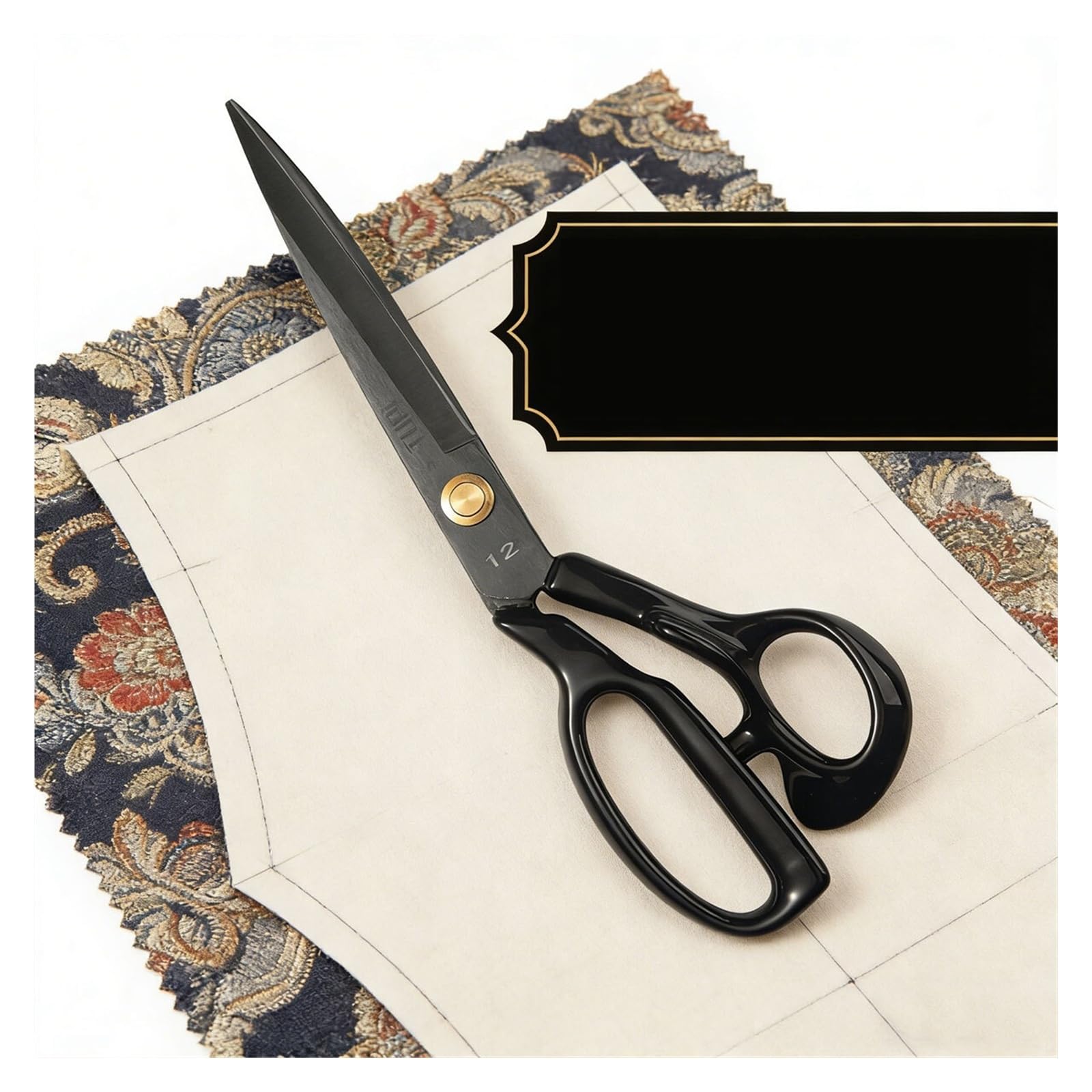 Tijeras de coser acero inoxidable | For ropa de tela cortador de costura herramienta de bricolaje(L style 12in)