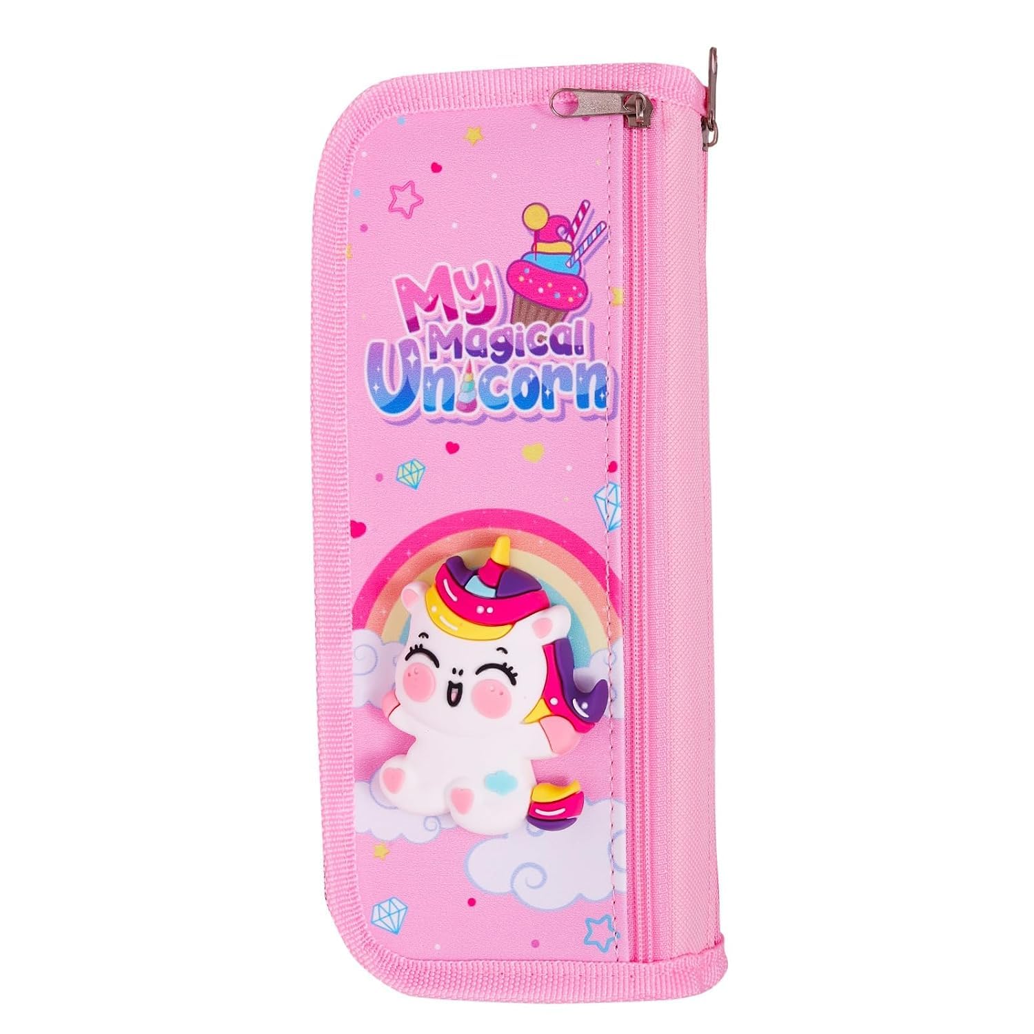 3D Unicorn Pencil Pouch for Girls, Cute Stationery Case with Zipper