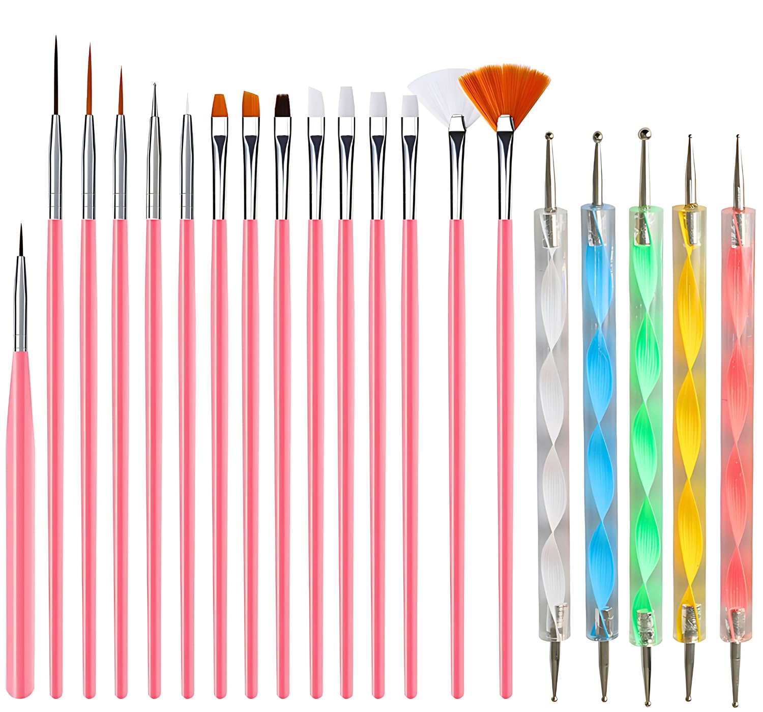 20 Nail Art Dotting Tools Set, Nail Art Kit, Nail Art Brush Set, Dotting Tool For Painting, Gel Nail Polish Tools, Nail Art Tools Nail Kit Set Acrylic Nail Brush Set, DIY Nail Art Design Set
