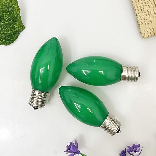 Miniatura 3 de SUNSGNE Paquete de 25 bombillas LED C9 de repuesto verdes de Navidad, luces LED C9 inastillables de plástico para exteriores, para luces de cadena