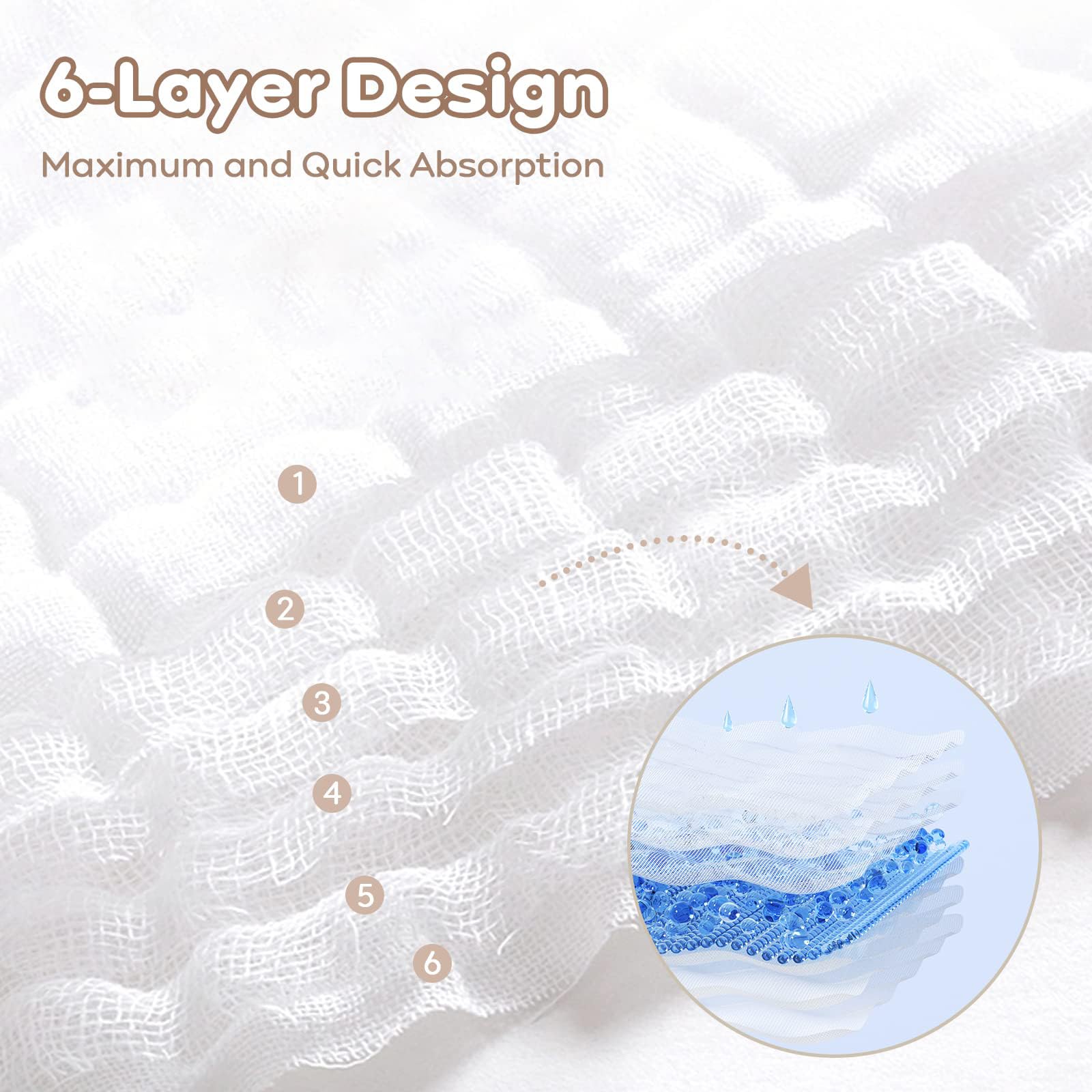 SubTack Muslin Cloths for Baby, 8 Pack, 10x10 Inch Muslin Squares, Soft Cotton Burp Cloths - Image 3
