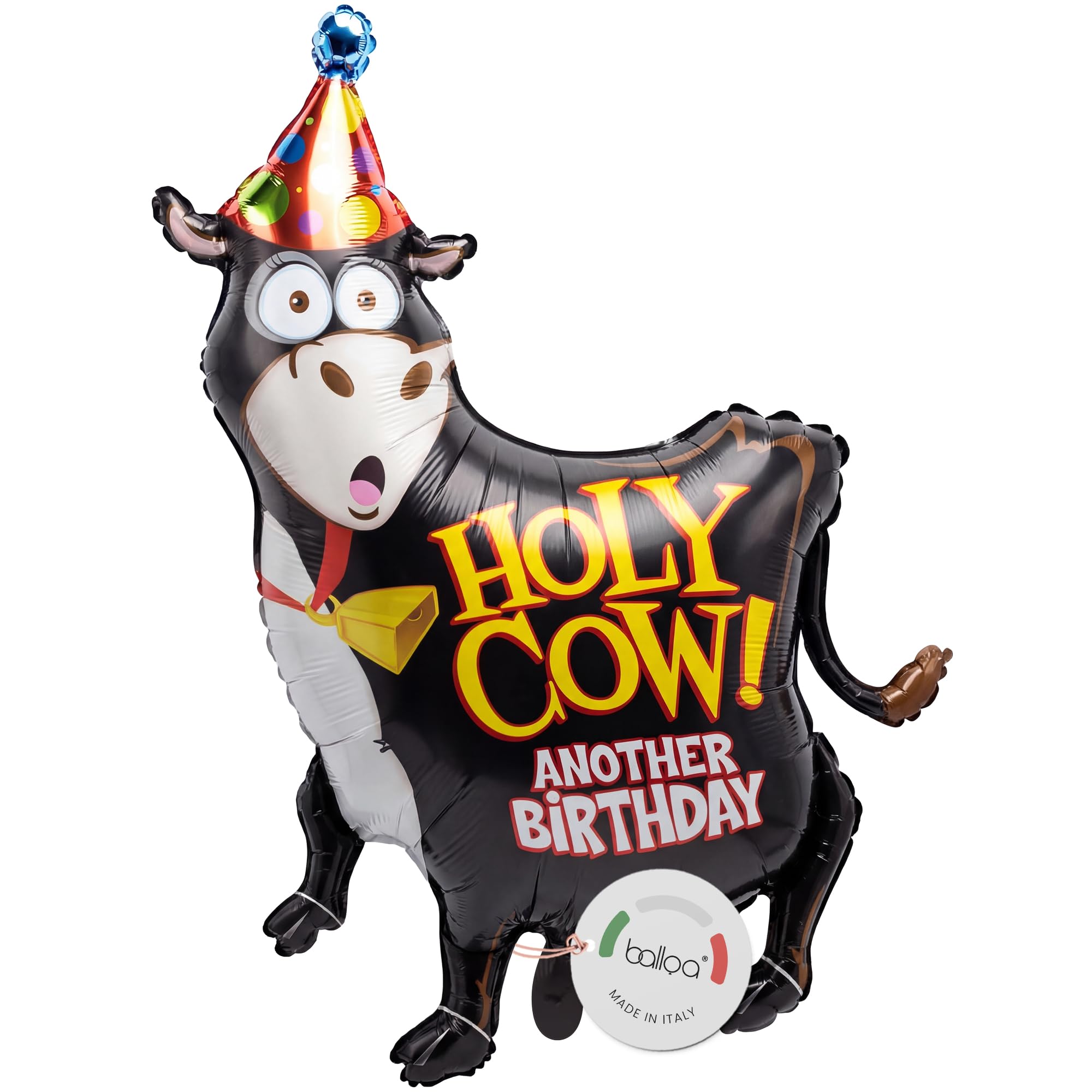 balloa Folienballon XXL Kuh Holy Cow Birthday, Helium Ballon Geburtstag Deko, Luftballon Tiermotiv für Party, Kindergeburtstag, Geschenk zum Geburtstag, Partydeko Freaky Kuhballon, 93cm